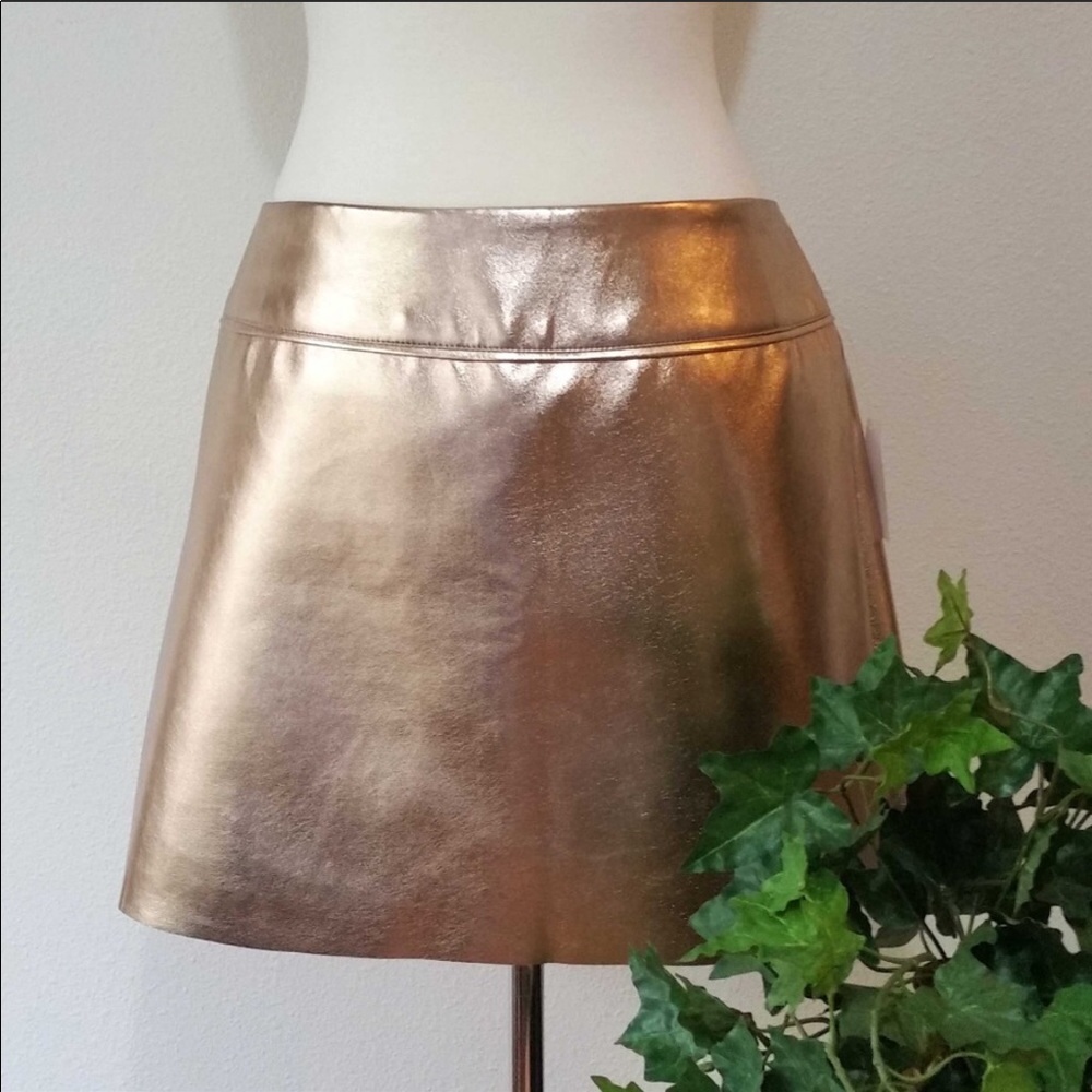 Bongo Metallic Rose Gold A-Line mini Skirt; XL